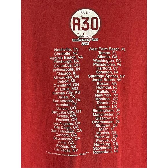 Vintage Y2K Rush 2004 30th Anniversary Tour Tee - Picture 4 of 7